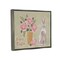Stupell Industries Happy Easter Bunny Rose Bouquet Black Framed Floater Canvas Wall Art